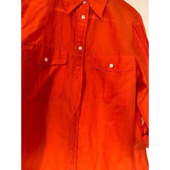 Lauren Ralph Lauren Corpcore Business Casual Cotton/Silk Blnd Orange Blouse Sz M - Picture 4 of 5